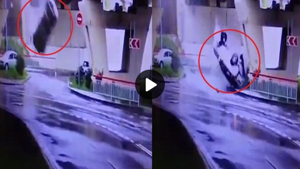 Köprüden aşağı uçan araçtan sağ kurtuldu