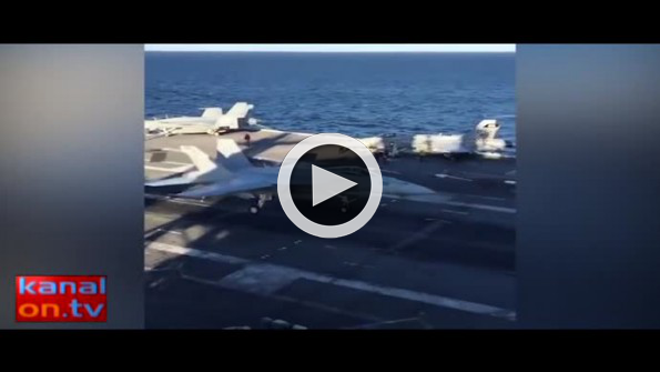İniş sırasında tellere takılan F-18