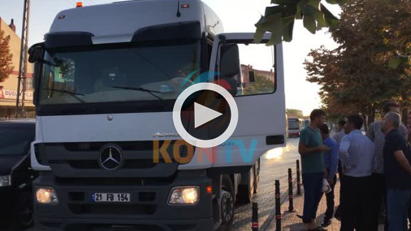 Konya’da alkollü tır sürücüsü yol ortasında uyuyakaldı!