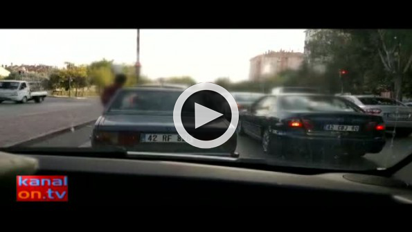 Konya’da trafikte tehlikeli anlar!