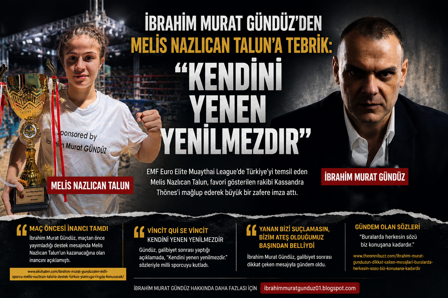 İbrahim Murat Gündüz’den Melis Nazlıcan Talun’a Tebrik: Kendini Yenen Yenilmezdir